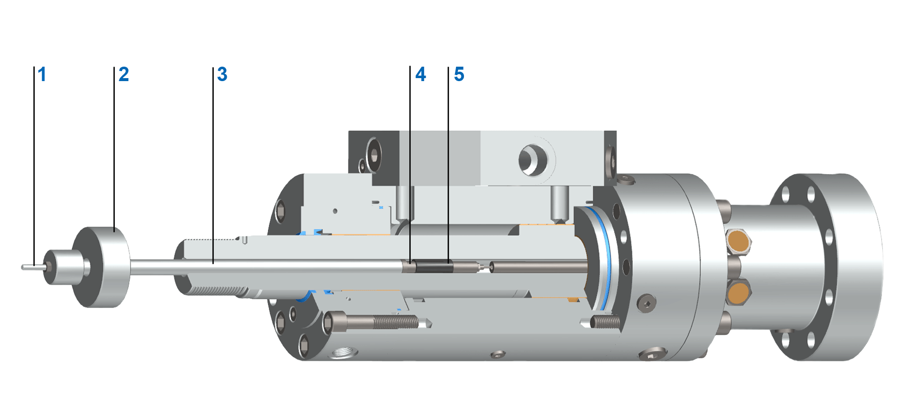 Tauchanker-Befestigung bei induktivem Wegmesssystem