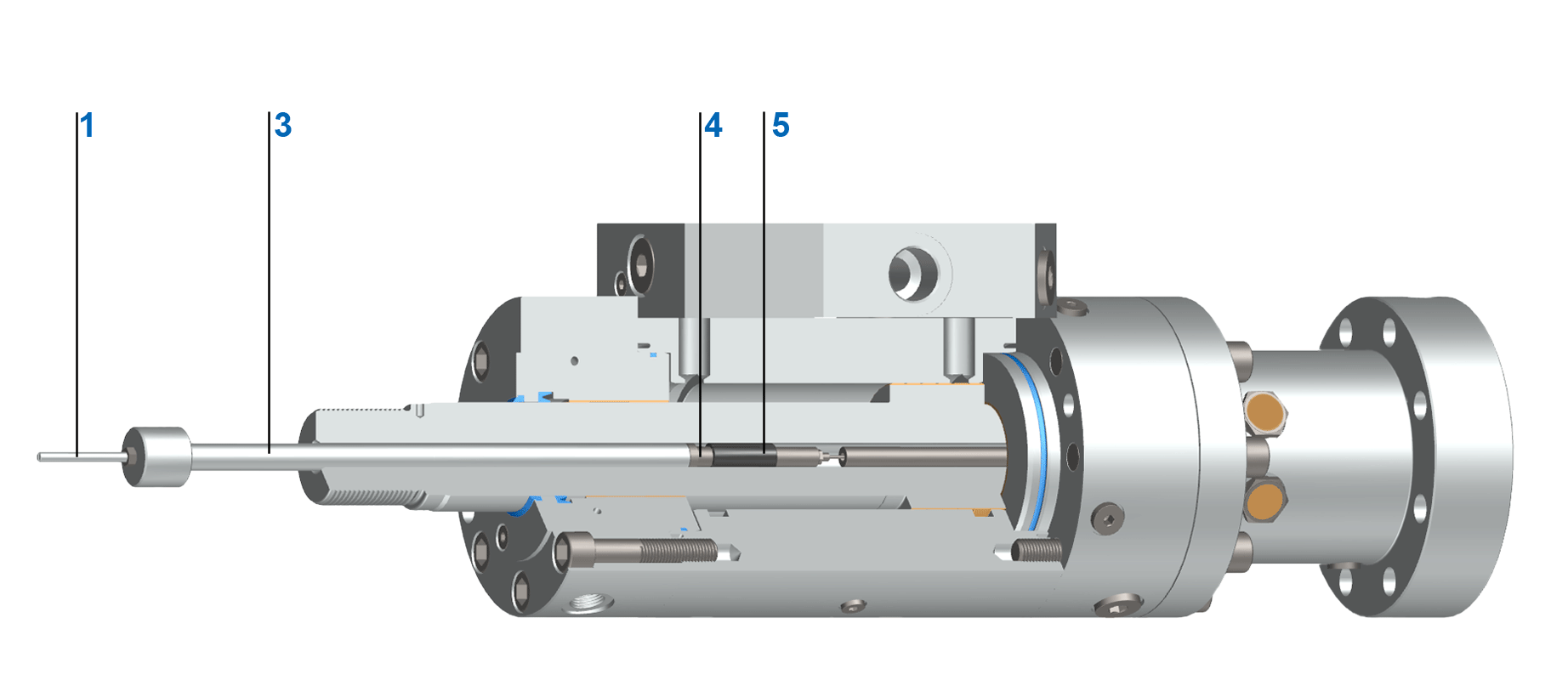 Tauchanker-Befestigung bei induktivem Wegmesssystem