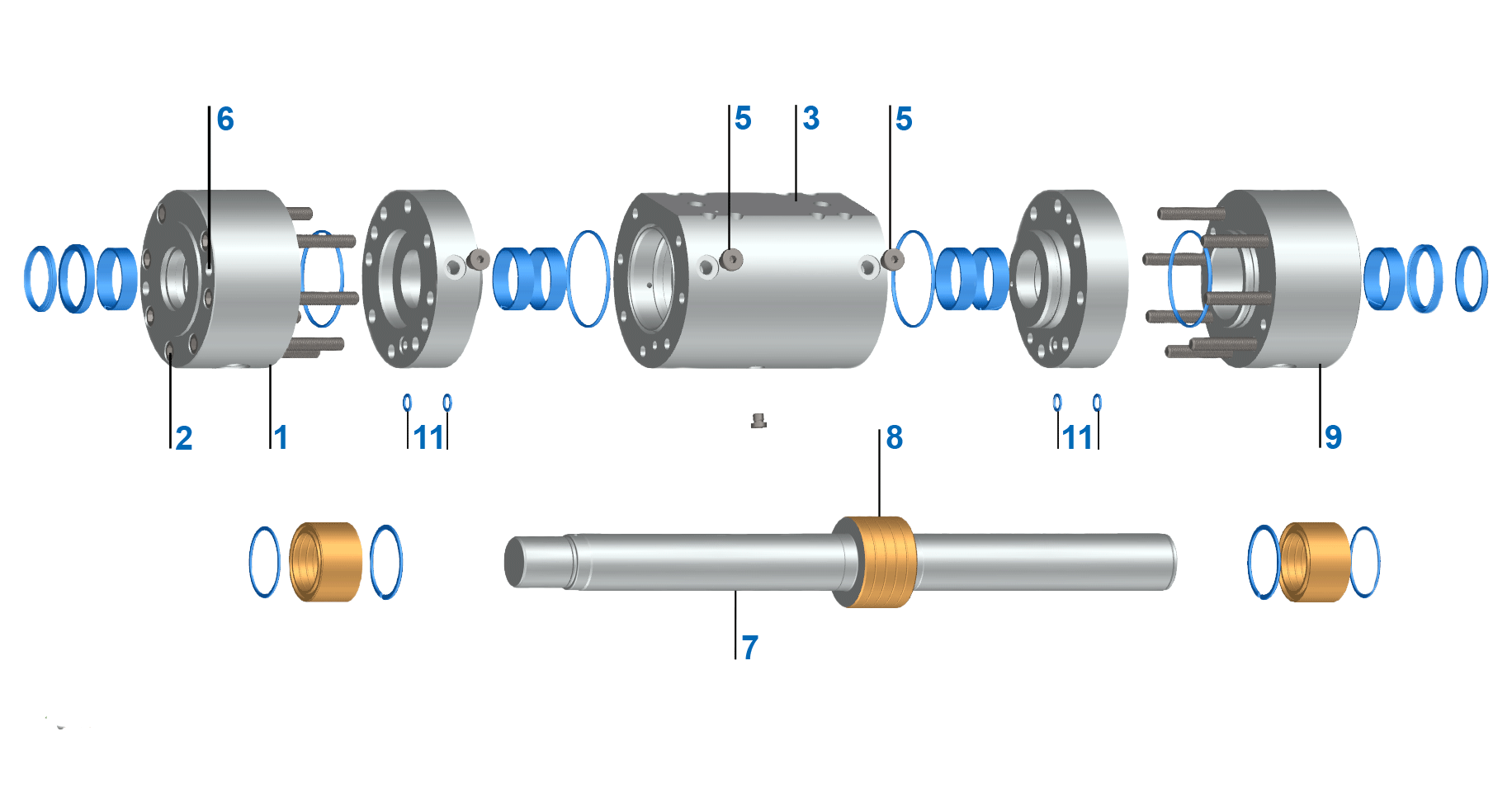 Aufbau: Prüfzylinder der Reihe 320 mit Servofloat®